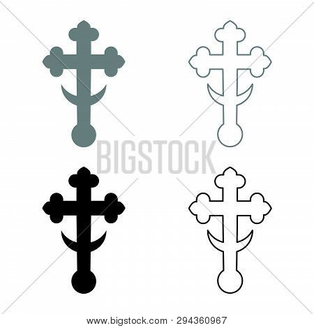 Cross Trefoil Shamrock On Church Cupola Domical With Half-moon Cross Monogram Religious Cross Icon S