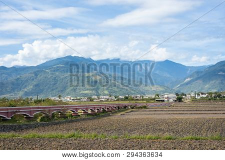 landscape of Er Ceng Ping Shui Bridge at Luye, Taitung, Taiwan