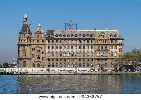 Istanbul, Turkey - April 26, 2017: Haydarpasha Railway Terminal, Situated In The Bosphorus Beside Po