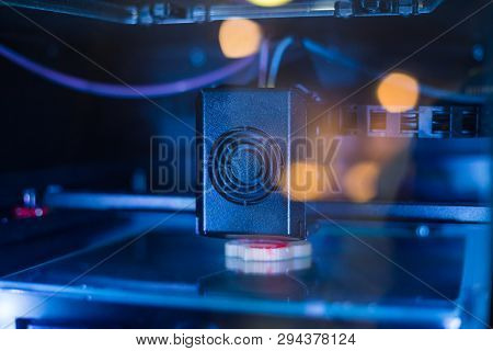 Automatic Three Dimensional 3d Printer Machine Printing Plastic Model At Modern Technology Exhibitio