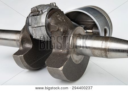 Piston And Connecting Rod Of A Small Combustion Engine. Components Needed For Mounting A High-power
