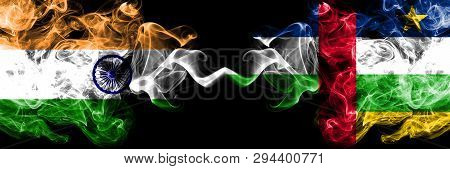 India Vs Central African Republic Smoke Flags Placed Side By Side. Thick Colored Silky Smoke Flags O