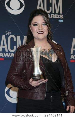 LAS VEGAS - APR 7:  Ashley McBryde at the 54th Academy of Country Music Awards at the MGM Grand Garden Arena on April 7, 2019 in Las Vegas, NV