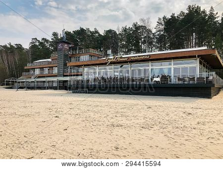 Jurmala, Latvia - April 7, 2019: The Light House Jurmala, A Maritime-themed Boutique Hotel, Located 