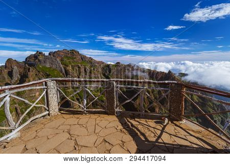 Viewpoint Pico do Arierio and Pico Ruivo - Madeira Portugal - travel background