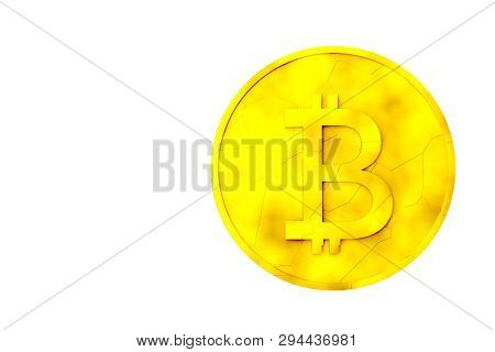 The Yellow Money Witn Sign Bitcoin. 3d Rendering.