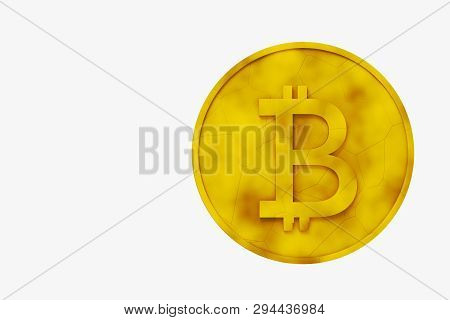 The Yellow Money Witn Sign Bitcoin. 3d Rendering.