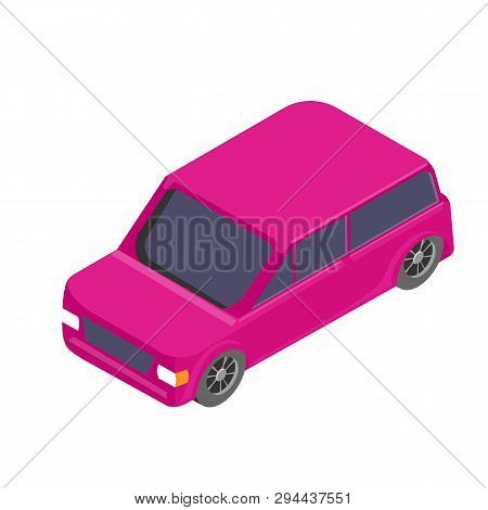 Isometric Car Icon Isolated On White Background. Hatchback Illustration. 3d Vector.