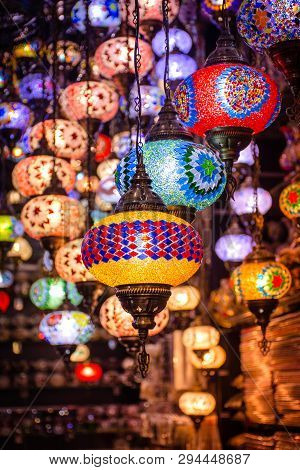 Beautiful Traditional Ramadan Light Lamp With Blur Background - Shot From Dubai Spice Souk, Famous T