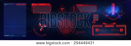 Blue  And Red Futuristic Frame In Modern Hud  Style Background.abstract Technology Communication Des