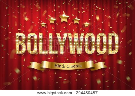 Bollywood Indian Cinema Vector Banner With Text
