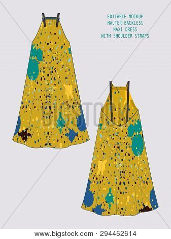 Customizable Fashion Design Template. Mockup For Showcasing Fabric Pattern. Technical Illustration O