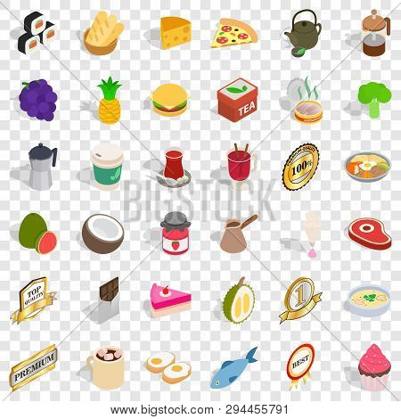 Drink Icons Set. Isometric Style Of 36 Drink Vector Icons For Web For Any Design