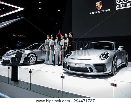 Porsche 911 Gt3 On Display In Bangkok International Motor Show 2018 At Impact Arena Exhibition Muang