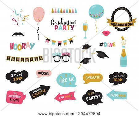 Graduation Photo Booth Elemnts And Party Props-vector