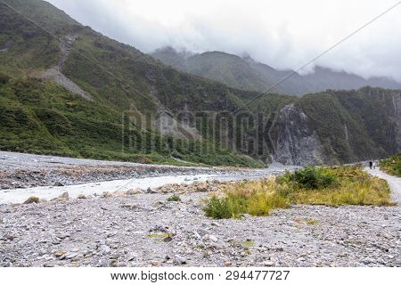 An image of the riverbed of the Franz Josef Glacier, New Zealand