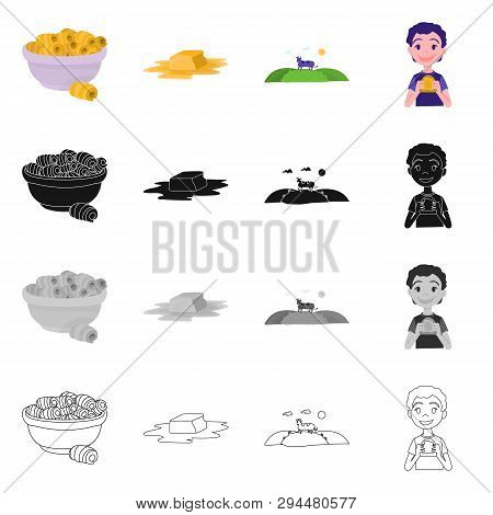 Vector Design Of Creamy And Product Logo. Collection Of Creamy And Farm Vector Icon For Stock.
