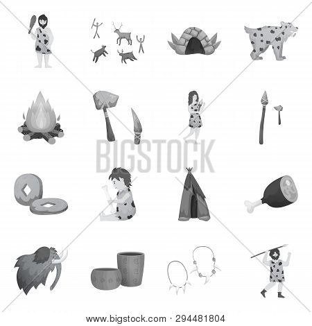 Vector Design Of History And Era Logo. Collection Of History And Neolithic Stock Symbol For Web.
