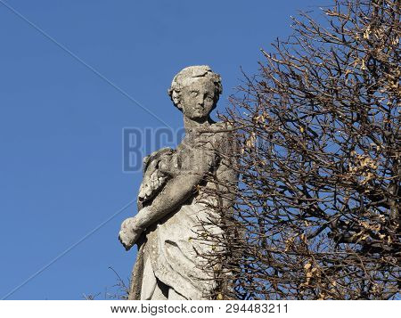 Montevecchia, Lecco, Brianza, Lombardy, Italy: Old Statue Of Historic Villa