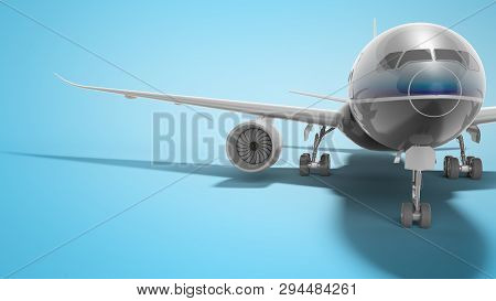 Aviation Passenger Plane Isolated 3d Render On Blue Background With Shadow
