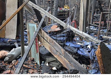 Burned Sweatshop Garment Factory After Fire Disaster