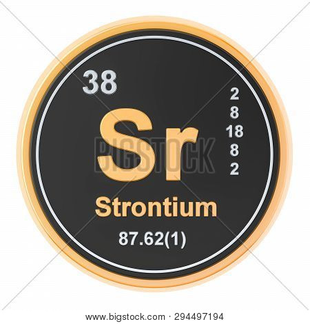 Strontium Sr Chemical Element. 3d Rendering Isolated On White Background