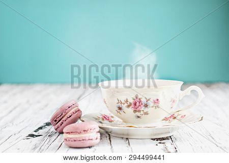 Bavaria Winterling Footed Tea Cup With Macarons