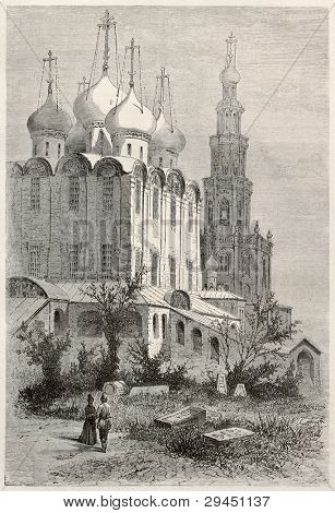 Rinoceronte testa vecchia illustrazione. Di autore non identificato, pubblicato su Le Tour du Monde, Paris, 1867