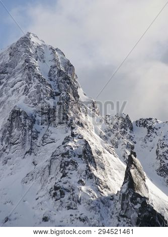 Winter harsh landscape in Lofoten Archipelago, Norway, Europe