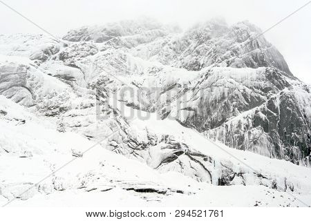 Winter harsh landscape in Lofoten Archipelago, Norway, Europe
