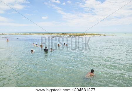 Joao Pessoa - Pb, Brazil - February 21, 2019: People At Caribessa, Bessa Beach, Praia Do Bessa. Tour