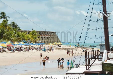 Joao Pessoa - Pb, Brazil - February 24, 2019: View Of Praia De Tambau Beach And The Iconic Tambau Ho