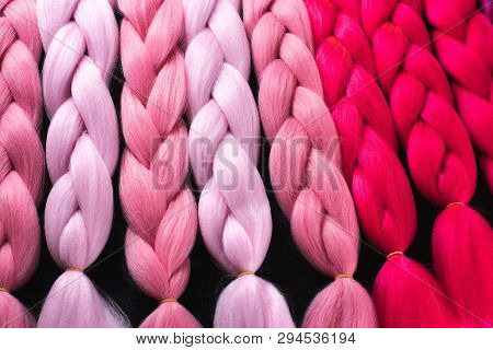 Kanekalon Material Of Different Shades Of Pink Crimson Red