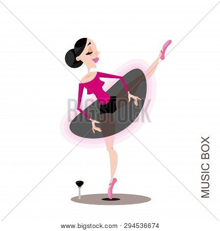 Ballet Dance Pose. Ballet Dancer Character In Ballerina Stage Costume. Young Slim Beautiful Brunette
