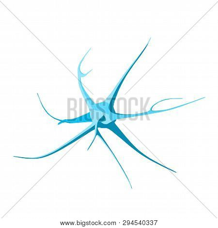 Single Neuron. Vector Isometric Illustration. Isolated On White Background