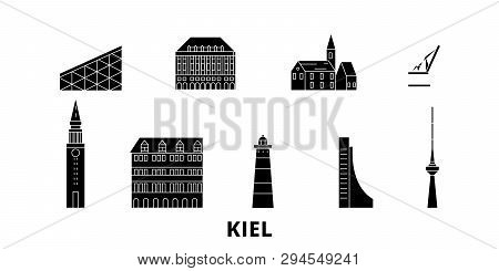 Germany, Kiel Flat Travel Skyline Set. Germany, Kiel Black City Vector Illustration, Symbol, Travel 