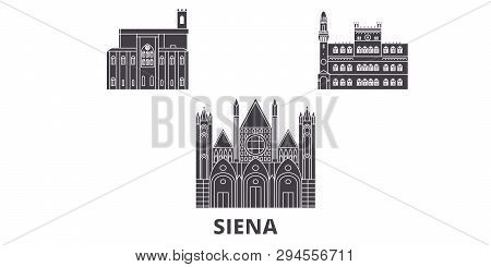 Italy, Siena Flat Travel Skyline Set. Italy, Siena Black City Vector Illustration, Symbol, Travel Si