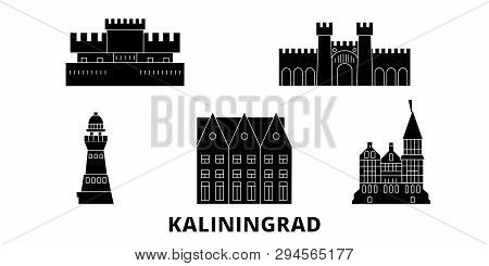 Russia, Kaliningrad City Flat Travel Skyline Set. Russia, Kaliningrad City Black City Vector Illustr
