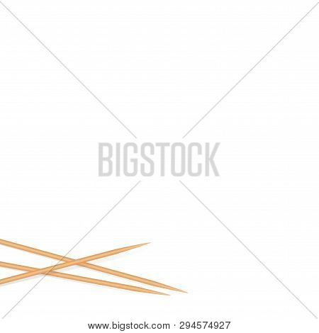 Illustration Wooden Toothpicks Isolated On White Background And Copy Space, Bamboo Toothpick Small S