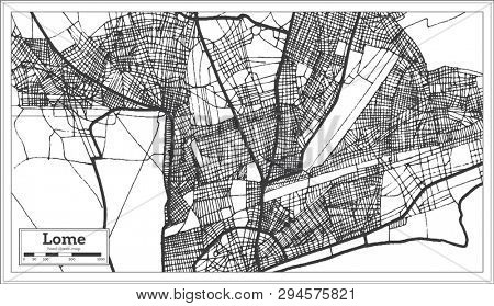 Lome Togo City Map in Retro Style. Outline Map. 