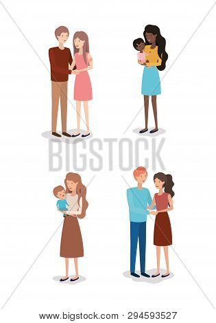 Family Day Members Characters Vector Illustration Design