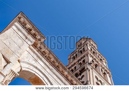 Cathedral Of St. Duje And The Old City In The City Of Split. Croatia.