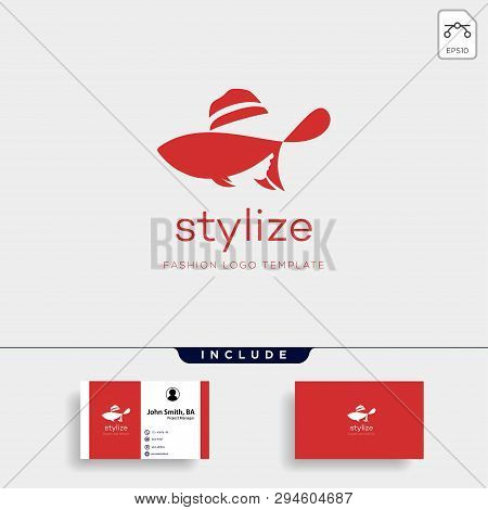 Woman With Fashion Hat. Abstract Vector Logo Design Template