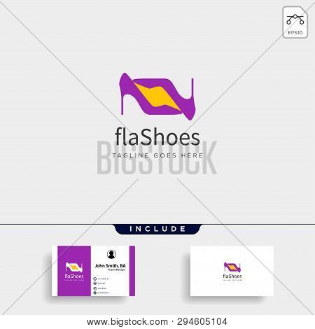 Two Heel Fashion With Flash, Simple Flat Logo Template Vector Illustration