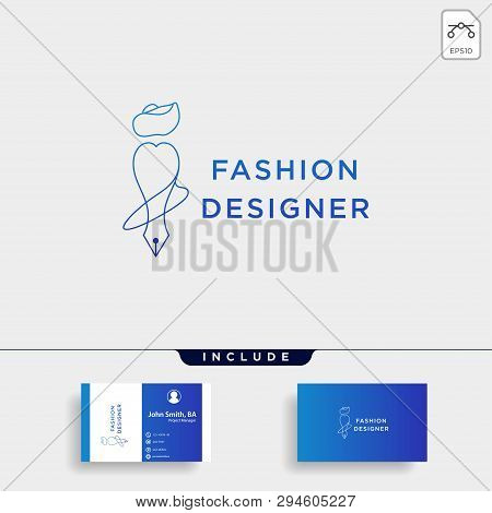 Fashion Writer Or Designer In Simple Line Logo Template Vector Illustration Icon Element