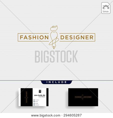 Fashion Writer Or Designer In Simple Line Logo Template Vector Illustration Icon Element