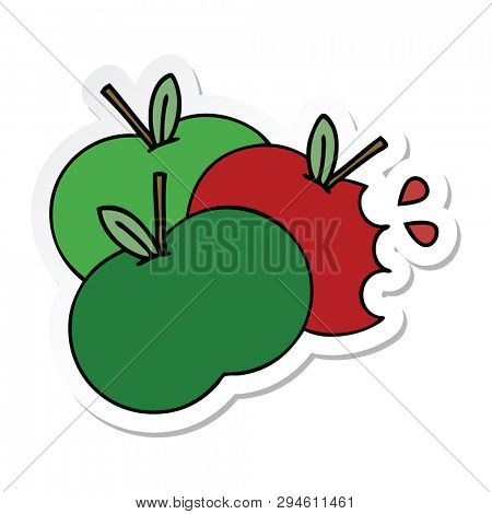 sticker of a cute cartoon juicy apple