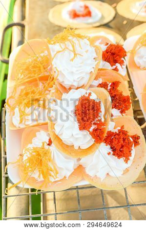 Close Up Kanom Buang Food - Thailand Dessert