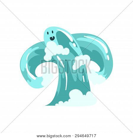 Water Monster Cartoon Character, Fantasy Elemental Creature Vector Illustration