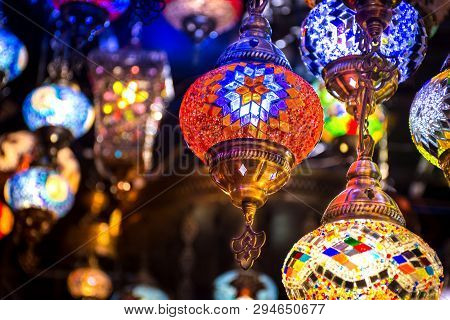 Beautiful Traditional Ramadan Light Lamp With Blur Background - Shot From Dubai Spice Souk, Famous T